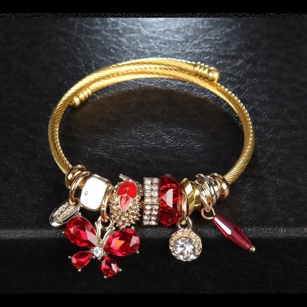 RHINESTONE ADJUSTABLE BANGLE BRACELET